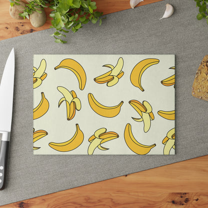 Retro Glass Cutting Board | Banana Pattern