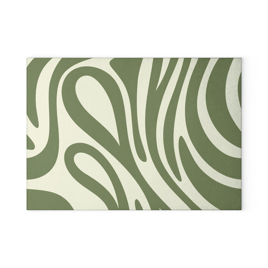 Retro Glass Cutting Board | Greenery Pattern