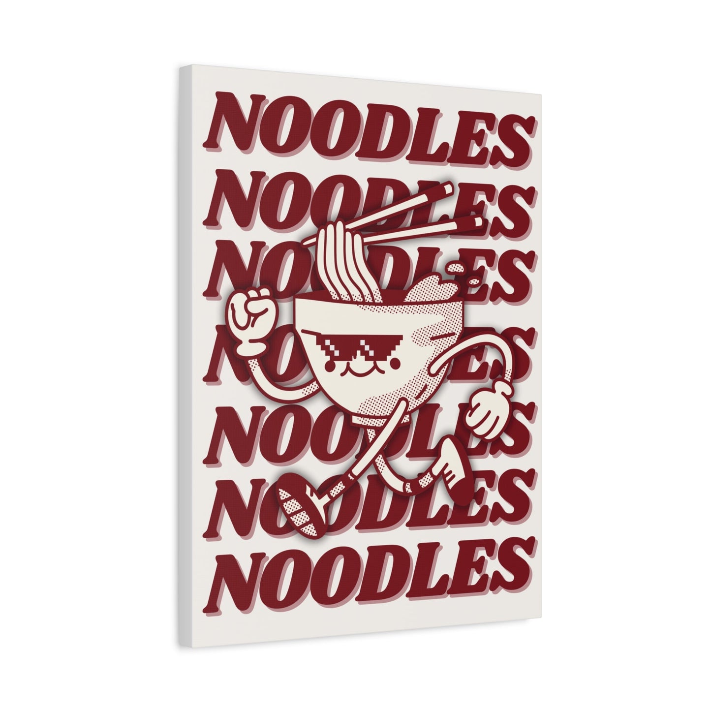 Retro Matte Canvas | Vibrant Noodle Art for Food Lovers side view