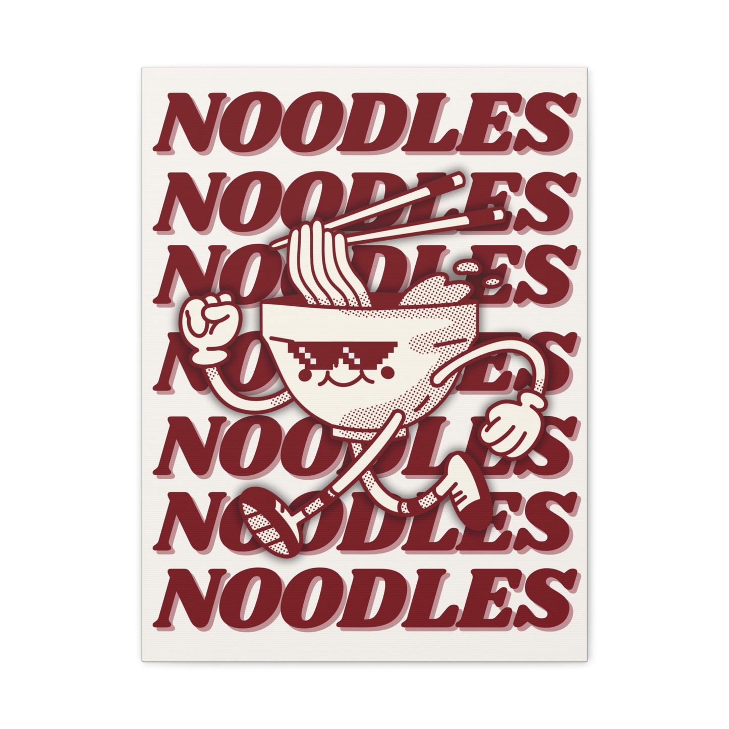 Retro Matte Canvas | Vibrant Noodle Art for Food Lovers