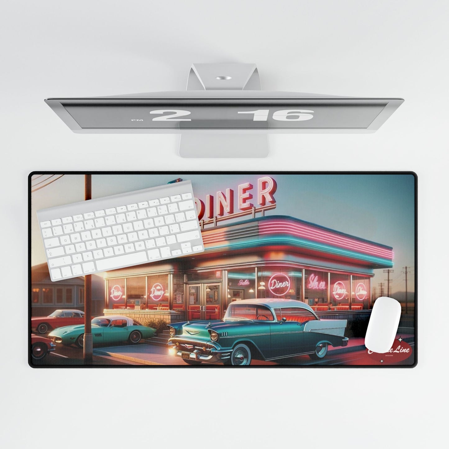 Retro Style Desk Mat | Route 66 Diner Inspire Creativity pc setup